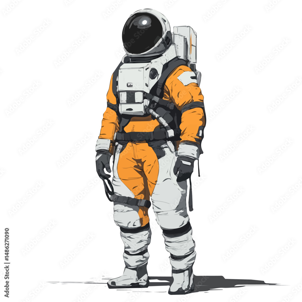 2D flat vector illustration of Space Suit, isolated on a white background. 2D flat vector illustration of Space Suit, isolated on a white background.