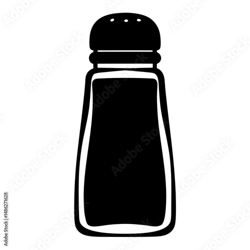 A simplistic black silhouette image of a salt or pepper shaker icon