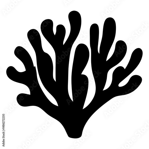 Stylized Silhouette of Seaweed or Coral Against a Plain White Background
