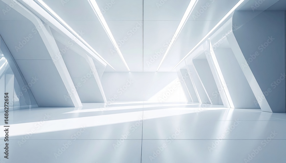 Minimalist space features clean lines and bright illumination creating a modern office atmosphere. Minimalist space features clean lines and bright illumination creating a modern office atmosphere.
