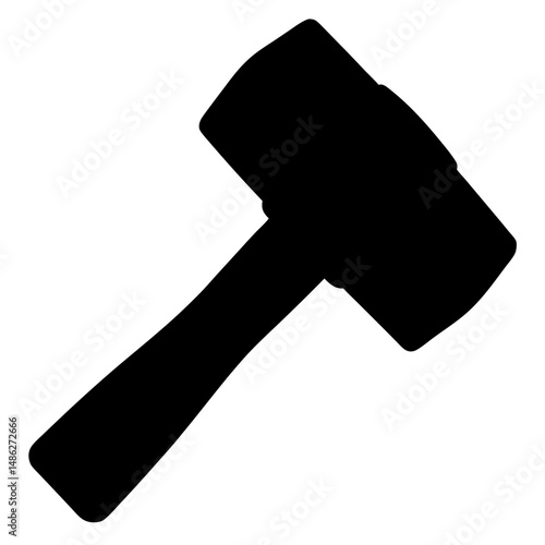 Silhouette of a wooden mallet, tool for carpentry or woodworking projects