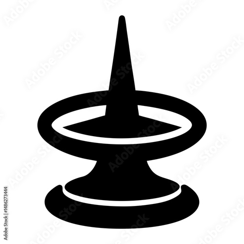 Black and White Abstract Art Deco Design of an Artistic Pushpin Shape