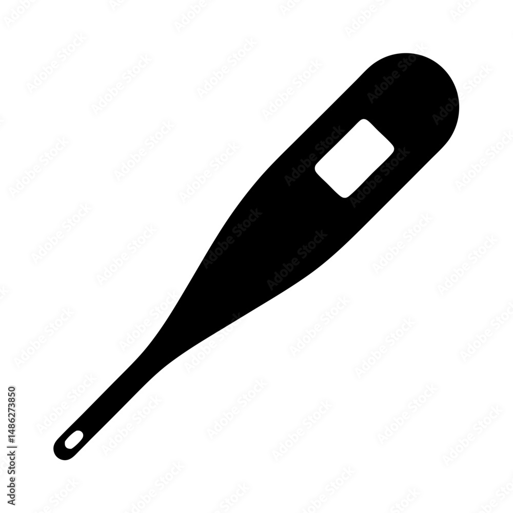 Minimalist Black Thermometer Icon for Health and Medical Applications Design Minimalist Black Thermometer Icon for Health and Medical Applications Design