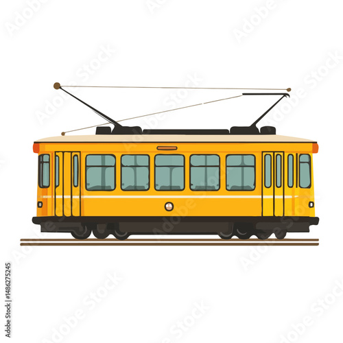 2D flat vector illustration of Tram, isolated on a white background.