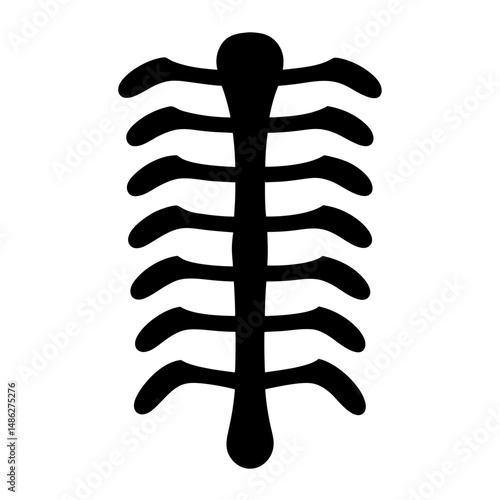 Abstract rendering of a rib cage, black graphic on white background