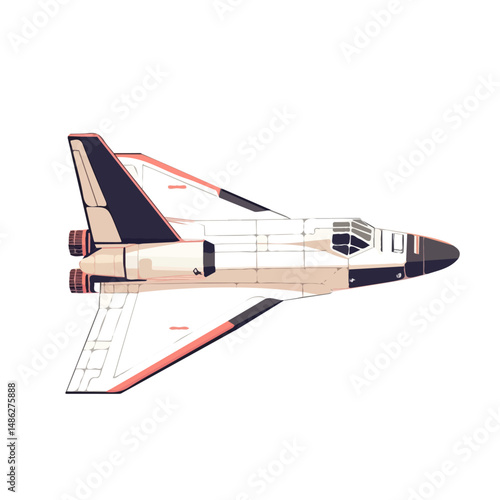 2D flat Space Shuttle vector illustration, isolated on a white background.