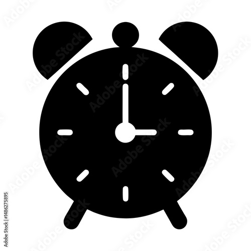 Classic black alarm clock icon showing a specific time illustration
