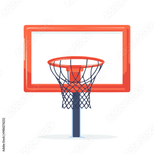 2D flat Basketball Hoop vector illustration, isolated on a white background.