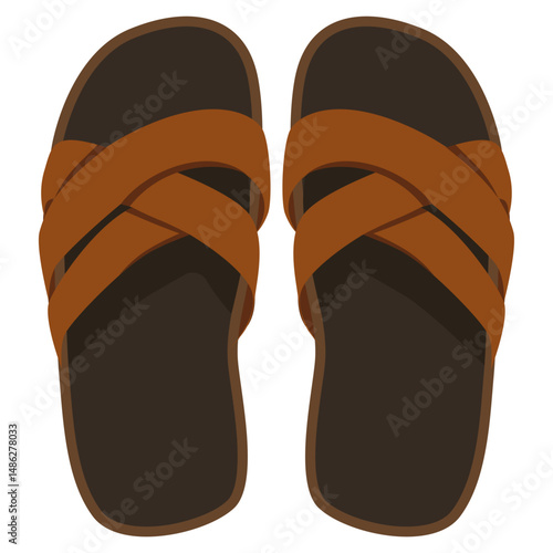 Brown Cross Strap Sandals Illustration