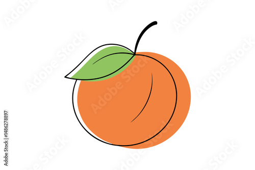 Simple line sketch of nectarine fruit
