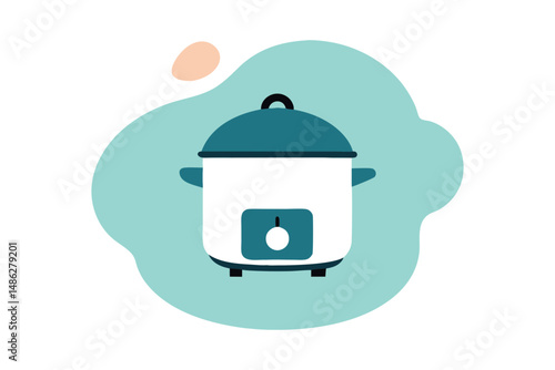Modern rice cooker icon in flat vector style