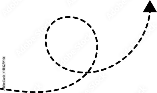 Hand drawn dotted arrows. Hand drawn freehand different curved lines, swirls arrows. Curved arrow line. Doodle, sketch style. Isolated Vector illustration.