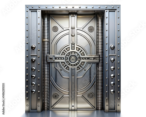 bank safe with combination lock isolated on white background. Transparent PNG Available with high definition quality Available.