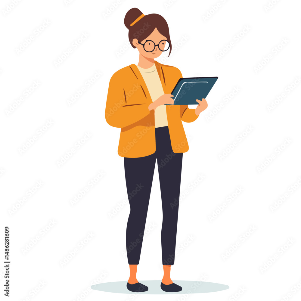 Virtual Teacher 2D flat vector illustration, isolated on a white background. Virtual Teacher 2D flat vector illustration, isolated on a white background.