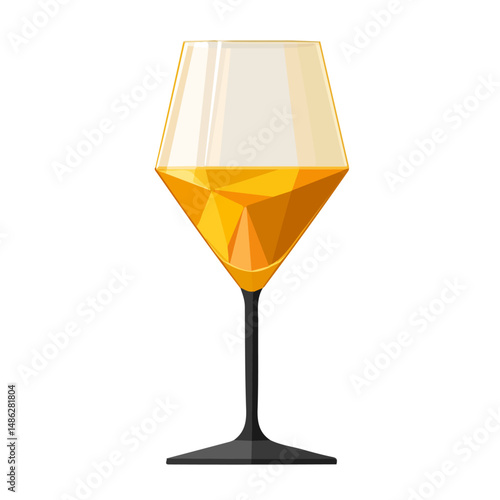 2D flat Wine Glass vector illustration, isolated on a white background.