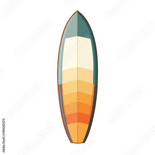 2D flat vector illustration of Surfboard, isolated on a white background.