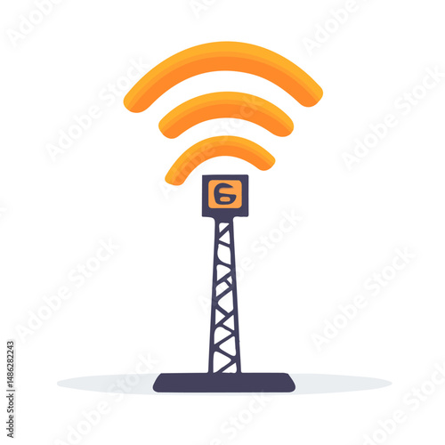2D flat 5G Signal vector illustration, isolated on a white background.