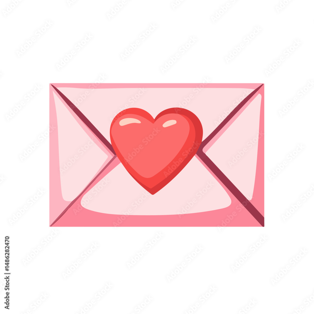 Valentines Day Love Letter 2D flat vector illustration, isolated on a white background. Valentines Day Love Letter 2D flat vector illustration, isolated on a white background.