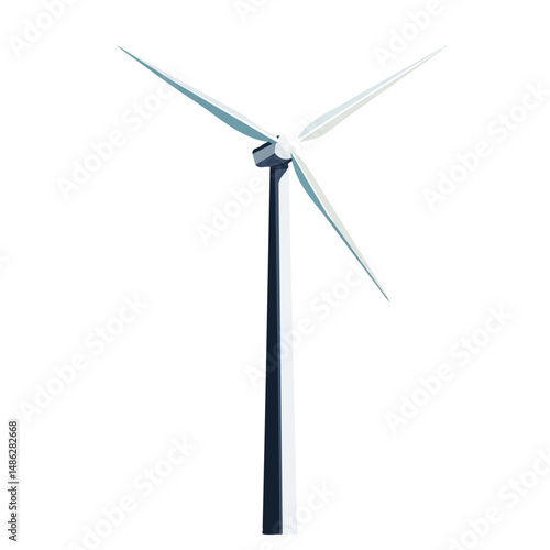 2D flat vector illustration of Wind Turbine, isolated on a white background.