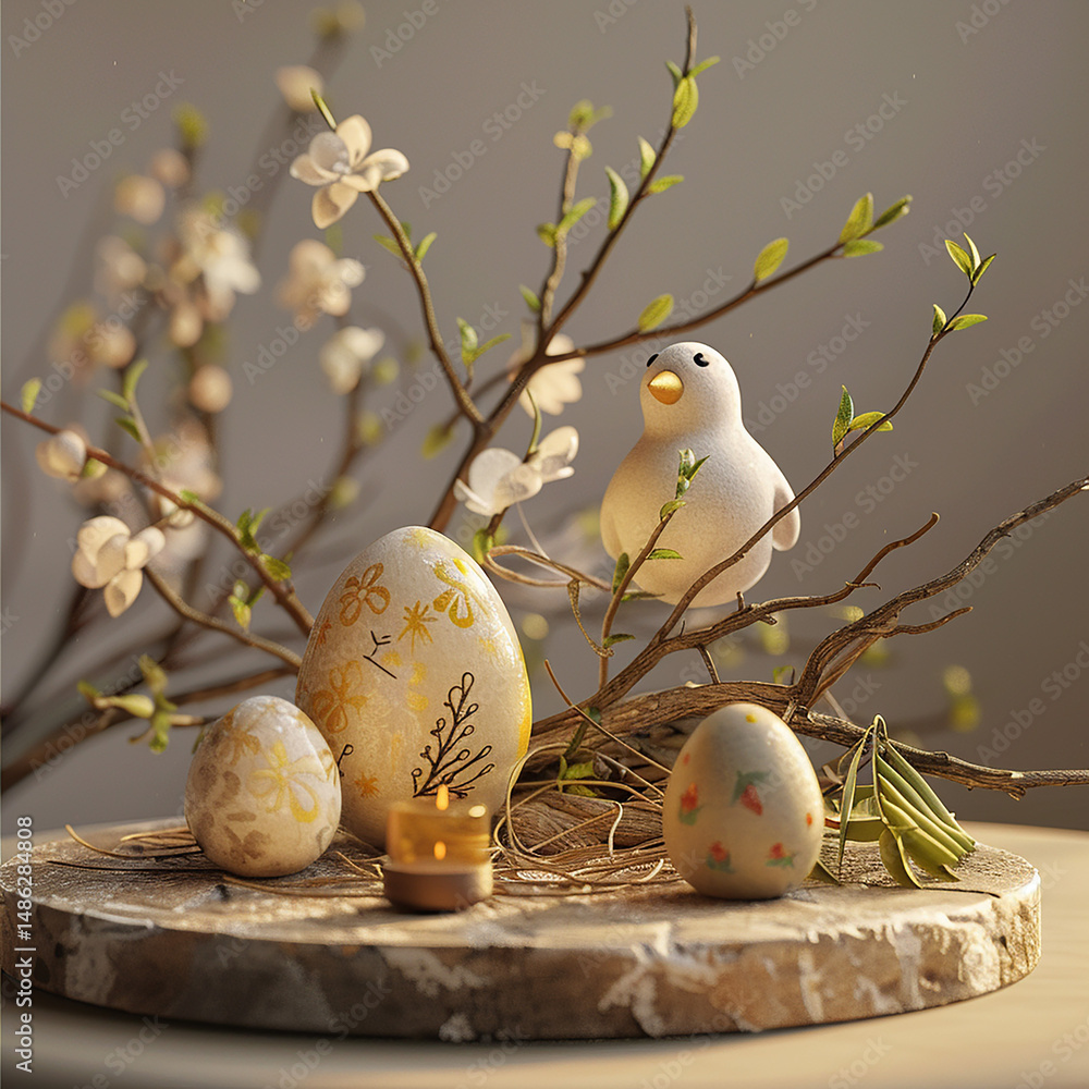 Obraz premium easter bunny and eggs