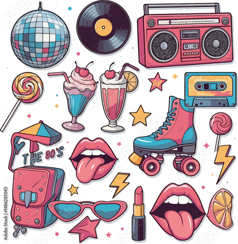 Art Collection 80s-90s Vector white color background
