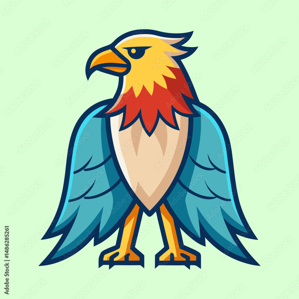 Obraz premium Stylized Cartoon Eagle Illustration with Vibrant Colors and Bold Outlines