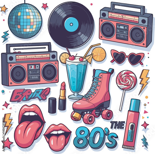 Art Collection 80s-90s Vector white color background