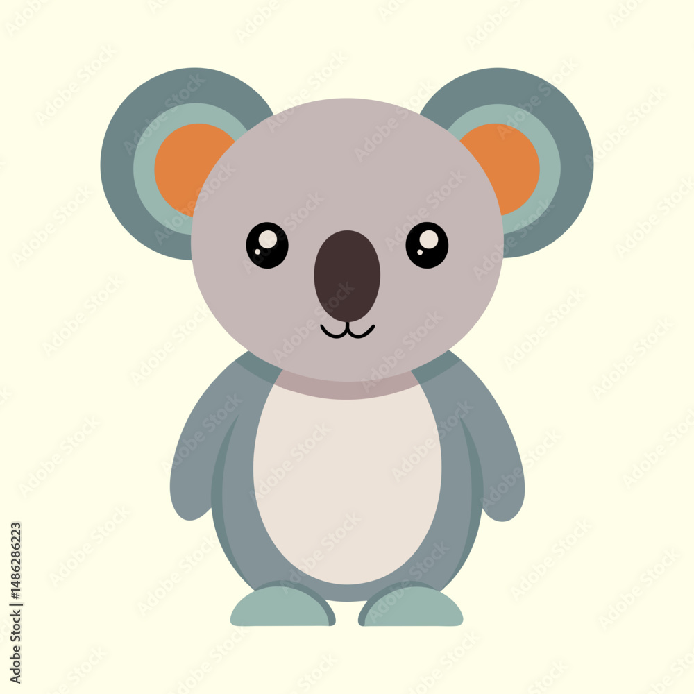 Naklejka premium Adorable Cartoon Koala Bear with Big Eyes and Cute Smile Illustration