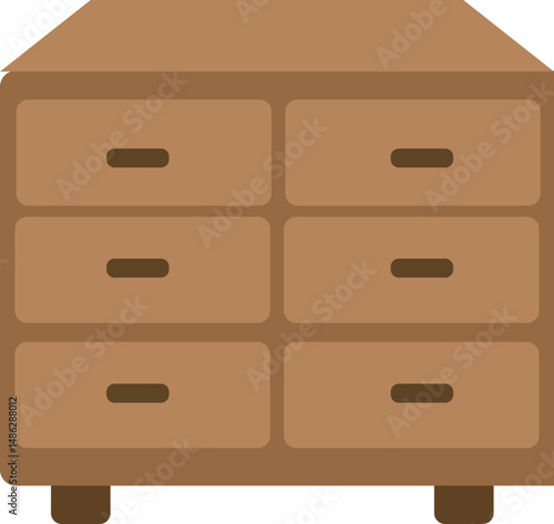 Wooden Dresser Cabinet – Flat Vector Furniture Icon

