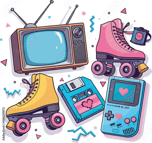Art Collection 80s-90s Vector white color background