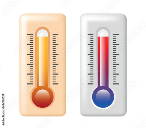 Thermometer icon. Set of vector 3d icons isolated on white background.