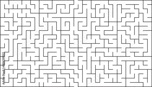 Complex Rectangular Maze Puzzle Paths, Walls, and a Solution