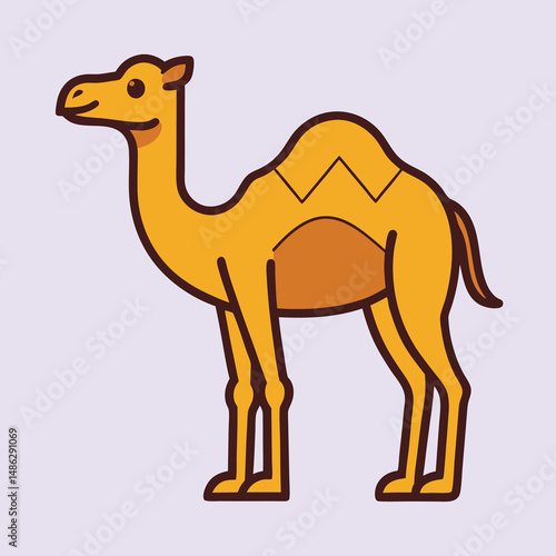 Stylized Illustration of a Dromedary Camel with Simple Design and Friendly Expression