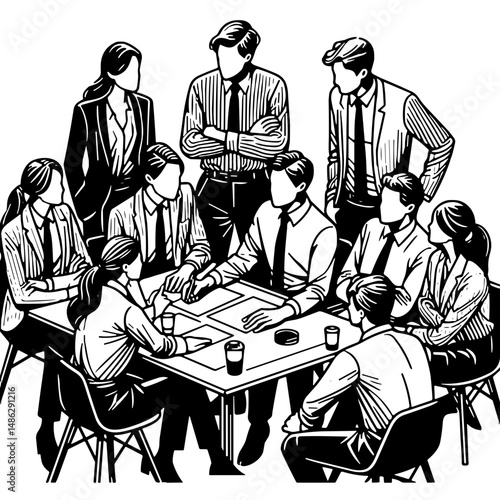 Group of business people discussing ideas at a conference table  
