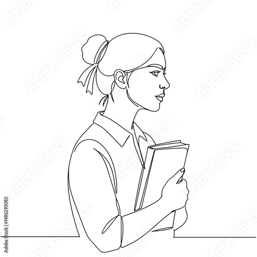Учитель с книгой, минималистичный стиль, монохромная цветовая гамма, обучение и знание