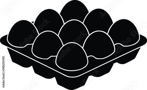 egg carton with brown eggs silhouette vector