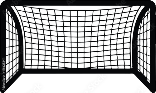 soccer goal net, football goal post silhouette vector icon