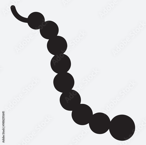 bead strand silhouette vector art illustration, black and white beads