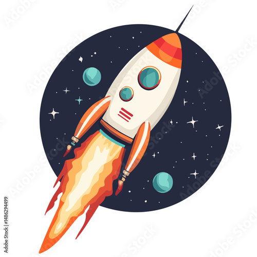 Zero Gravity 2D flat vector illustration, isolated on a white background.