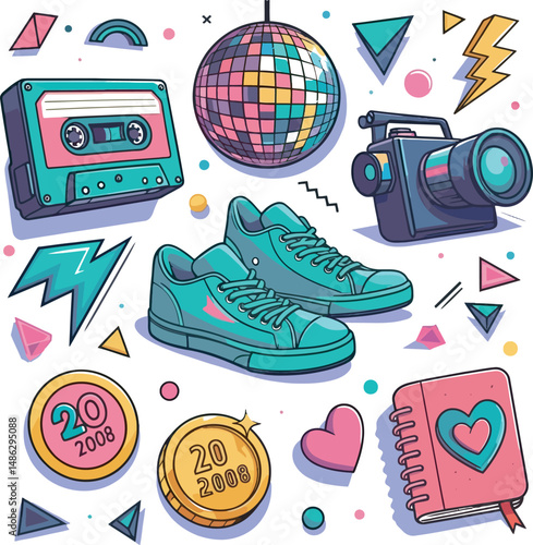 Art Collection 80s-90s Vector white color background