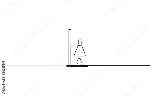 Lab flask continuous one line drawing. Laboratory glass equipment sign, Scientific Laboratory Erlenmeyer Flasks, One Line Drawing, Chemistry Experiment.