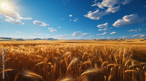 Wallpaper Mural Golden wheat field and blue sky with clouds. Torontodigital.ca