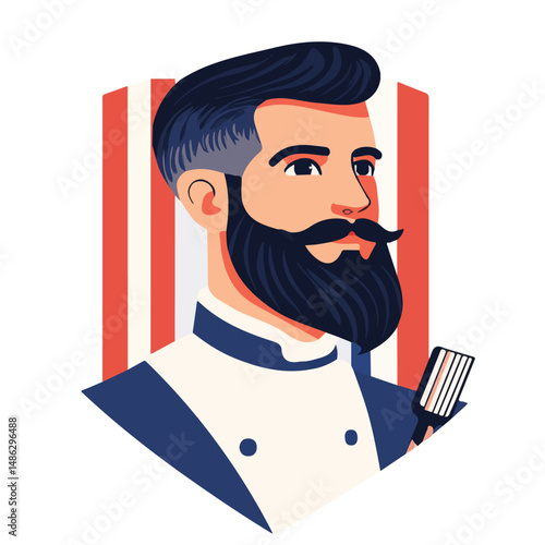 2D flat Barber vector illustration, isolated on a white background.