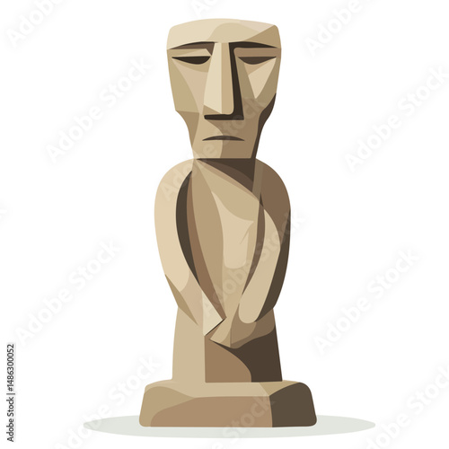 2D flat Traditional Sculpture vector illustration, isolated on a white background.