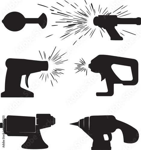 Silhouette Vector Art: Sci-Fi Ray Guns, Blasters, Space Weapons Set