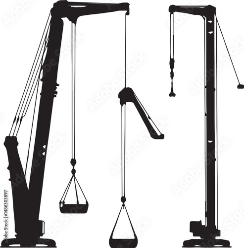 Silhouette of Cranes: Construction Equipment Vector Illustration