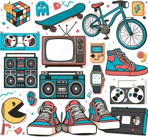 Art Collection 80s-90s Vector white color background