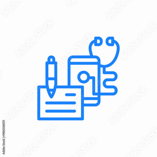 tablet with heartbeat chart and pen medical records diagnostics online consultation with doctor icon sign vector