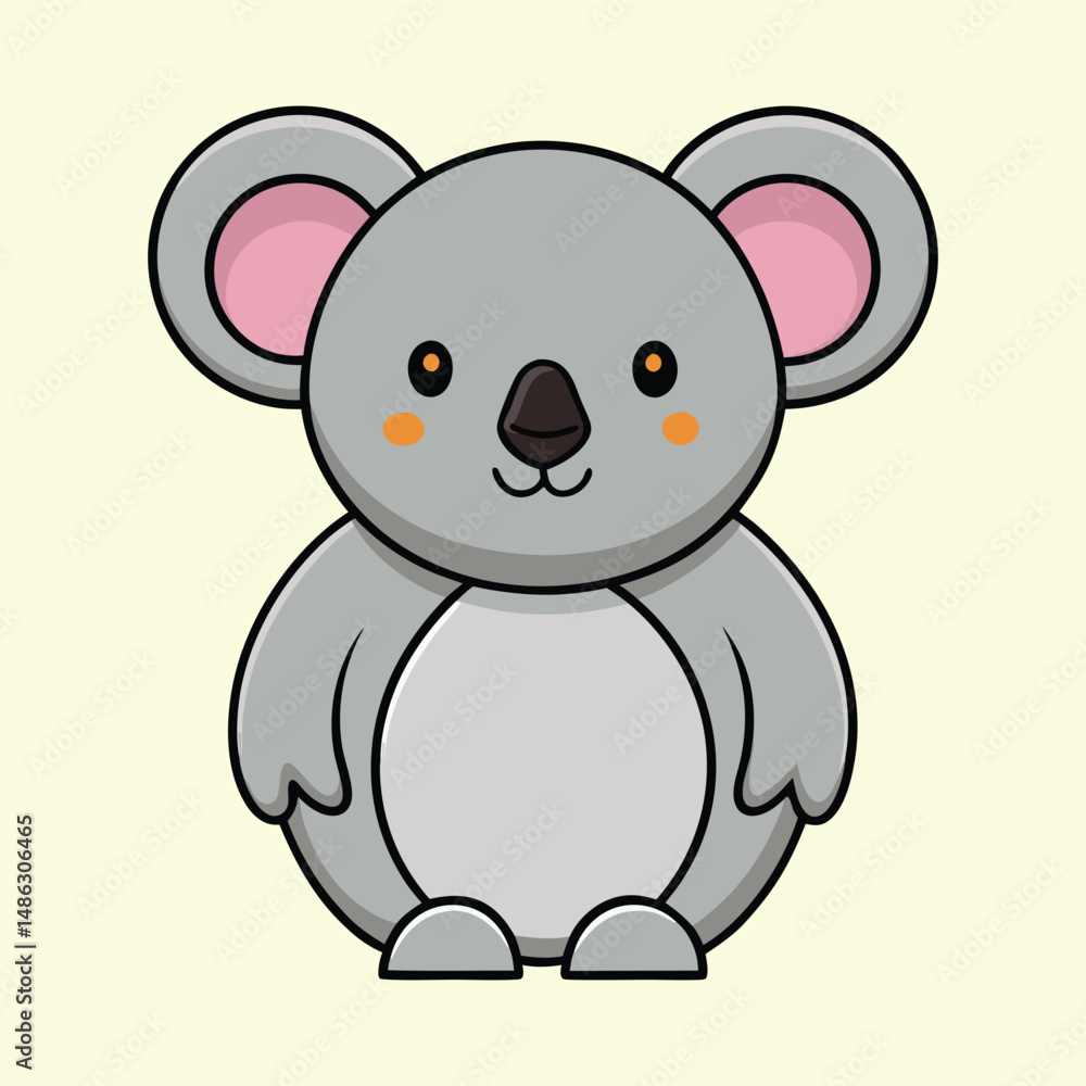 Cute Cartoon Koala Character with a Friendly Expression and Simple Design Cute Cartoon Koala Character with a Friendly Expression and Simple Design