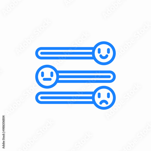 three horizontal bars ending with circles and smiley faces expressing different levels of satisfaction icon sign vector